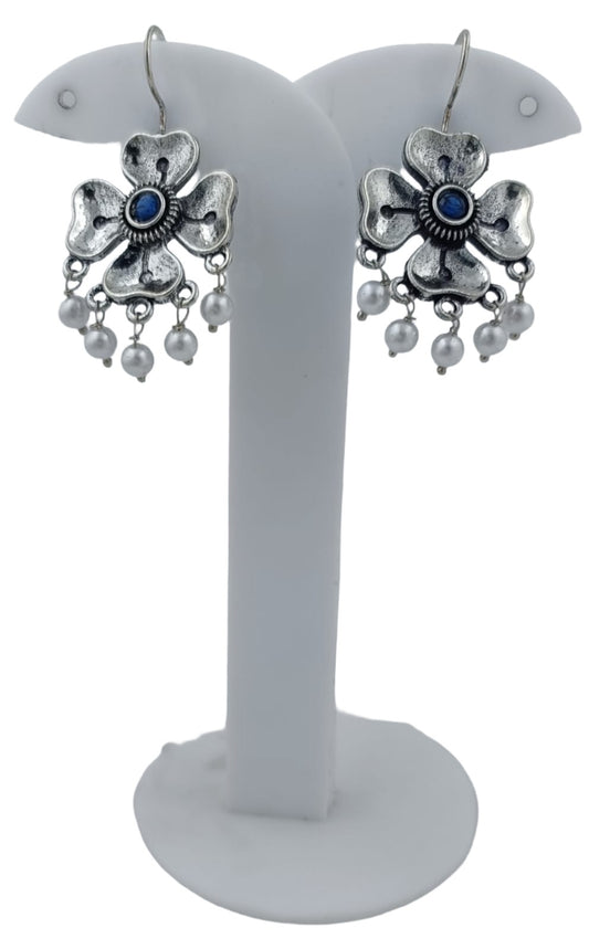 OXIDISED PETALS BEADS DROP EARRING in Berlin