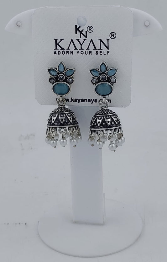 Silver Oxidised Plated Jhumki Earrings in Germany
