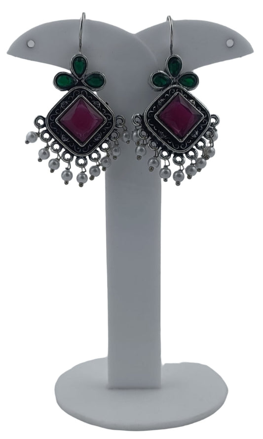 Stone Work Oxidised Dangler Earrings in Germany