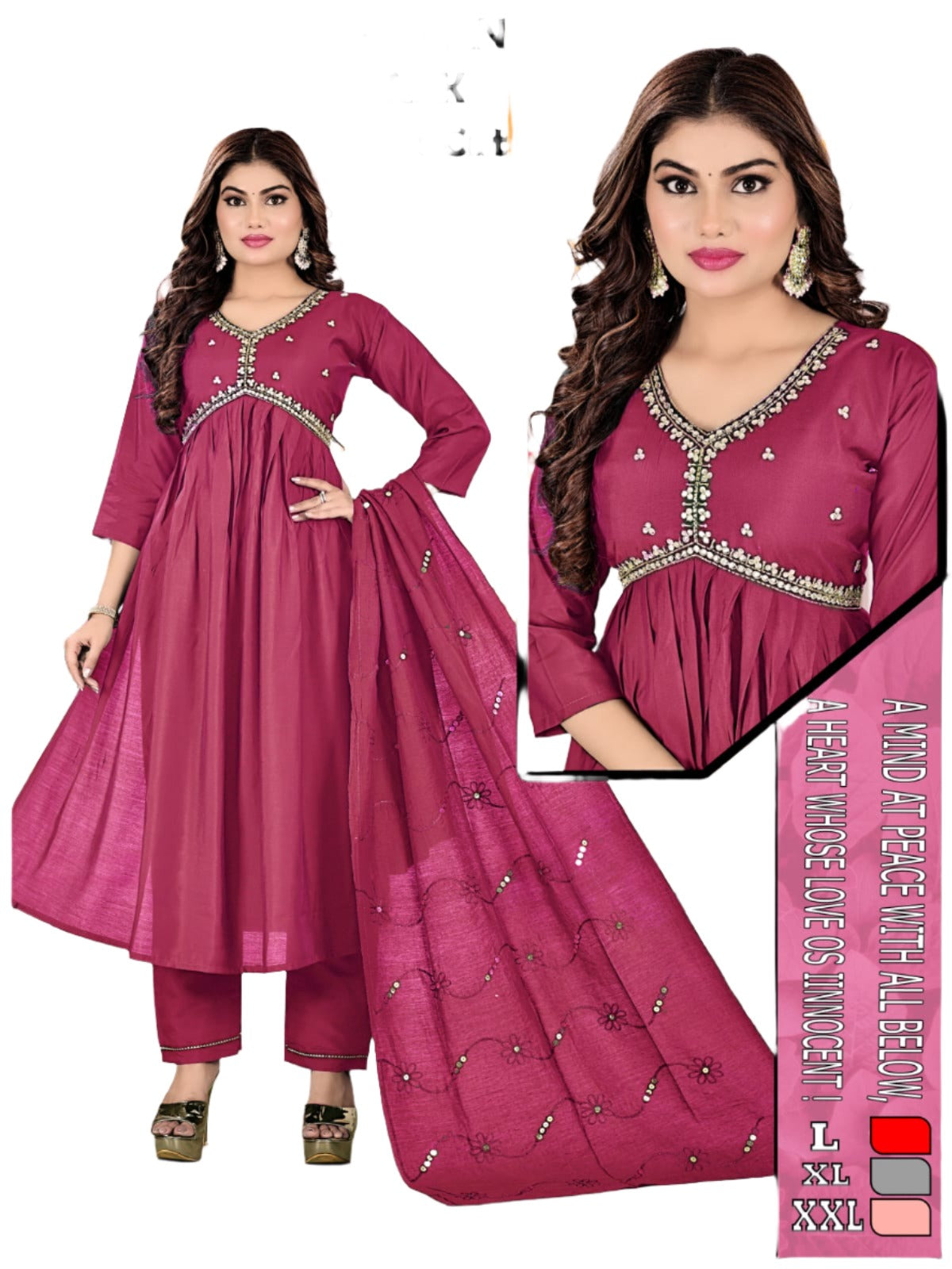 Gotta Patti kurta with Trousers and Dupatta Set