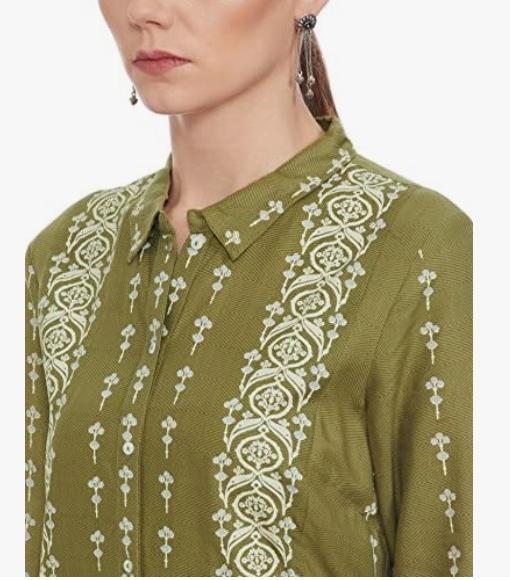 Woman  Rayon Olive Green A-Line Long Dress Maxi in Germany