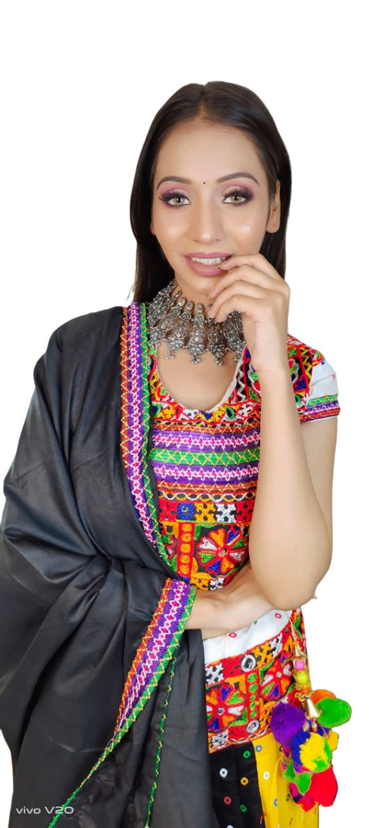 Multicolor Gujrati Navratre Bandhani Lahenga for women - Neha Couture Indian Fashion