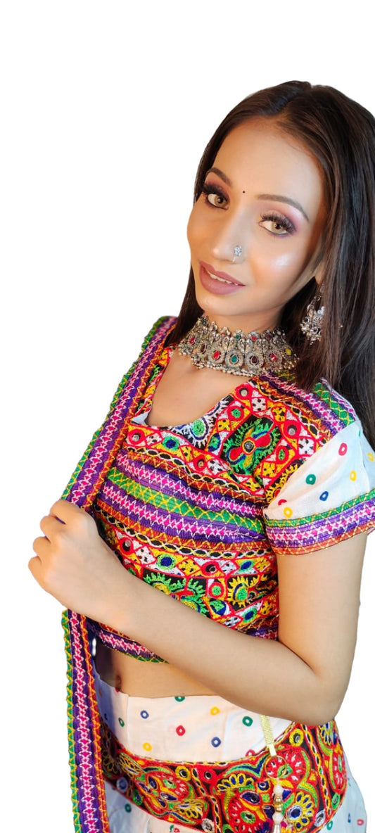Women's chaniya choli Cotton embroidery and fabric detail - Neha Couture Indian Fashion