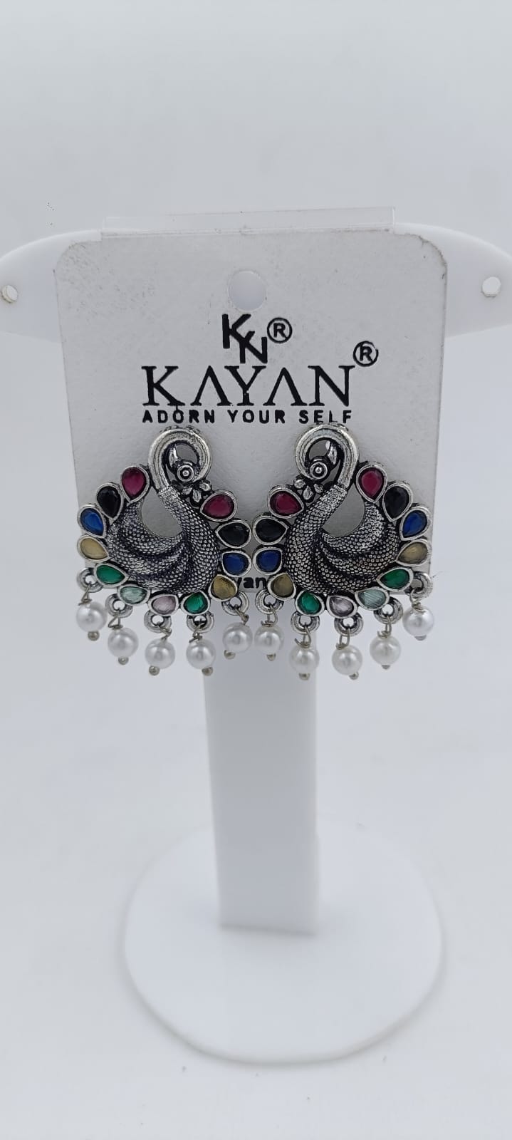 Peacock Oxidiesed Earrings in Berlin