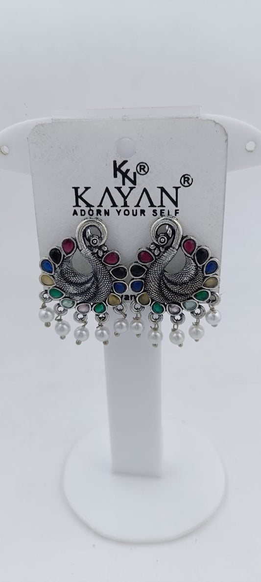 Peacock Oxidiesed Earrings in Berlin