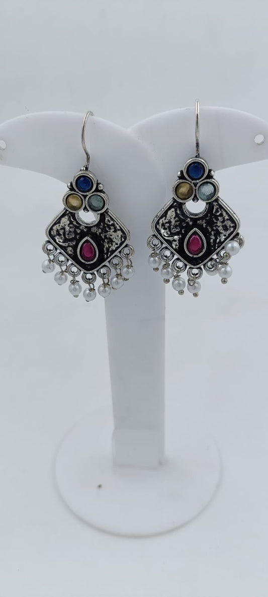 Oxidized Kundan drop Earrings in Berlin