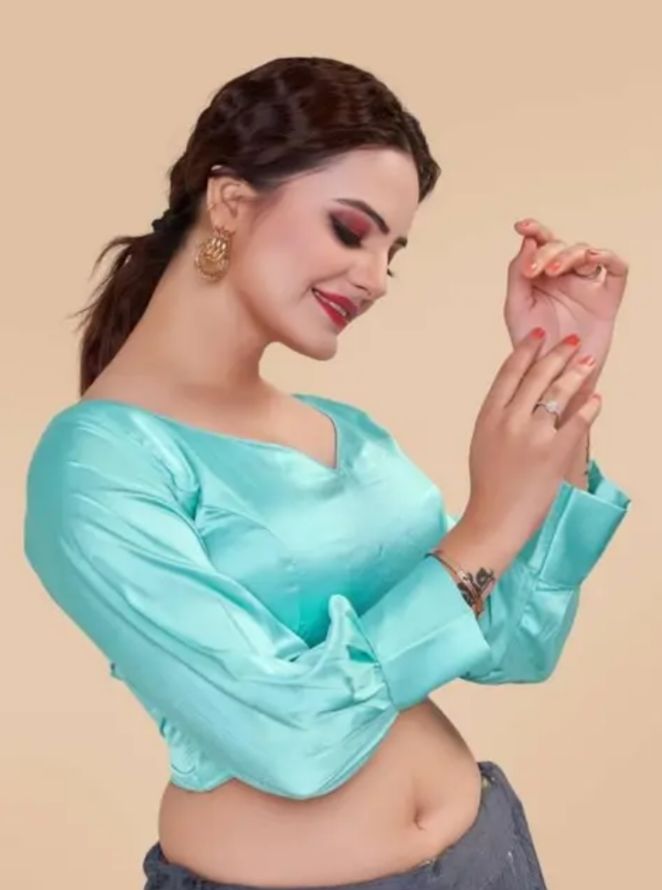 Organza Plain full Sleeves Readymade Blouse in Berlin