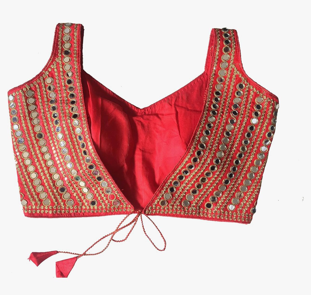 Women's Silk Blouse Embroidery Work Real Mirror Sleeveless Readymade V Neck in Munich