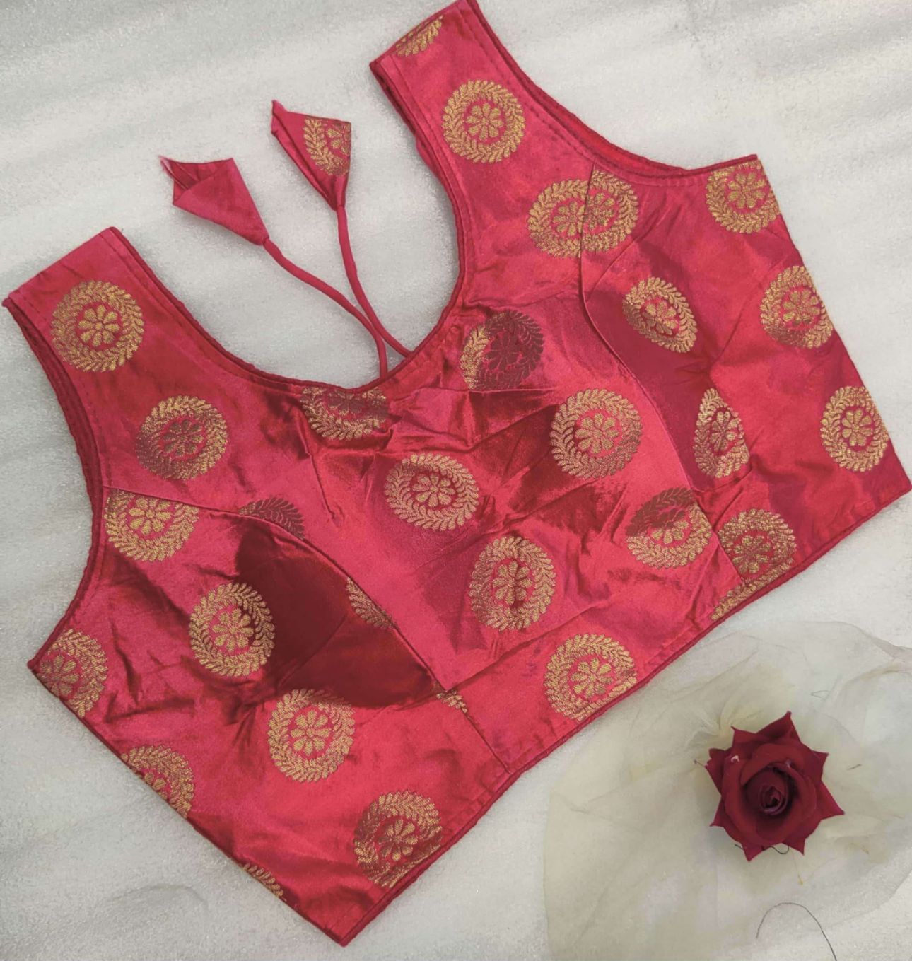 Banaras silk zari butti sleeveless blouse in Germany