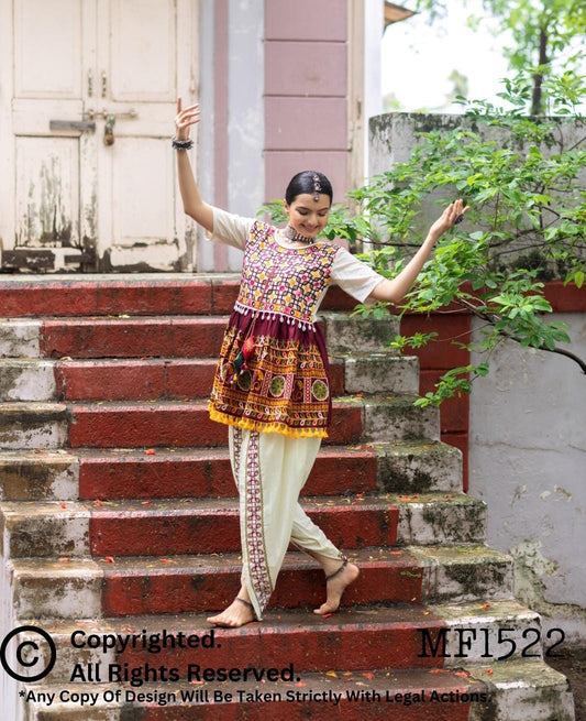 Traditional kedia with tulip pant for Navratri women in Germany