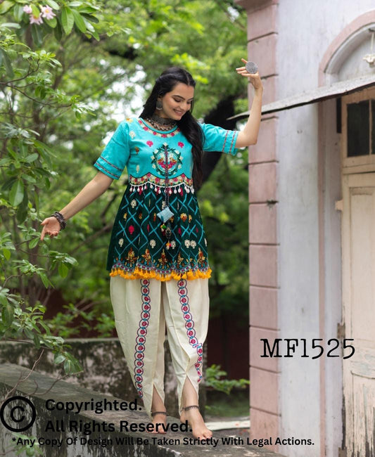 Traditional embroidered kedia with tulip pant for Women’s navratri Festival in Berlin