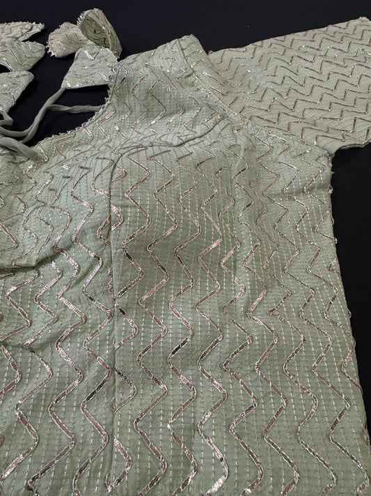 Beautiful Silk Sequence Work Blouse embroidery and fabric detail - Neha Couture Indian Fashion