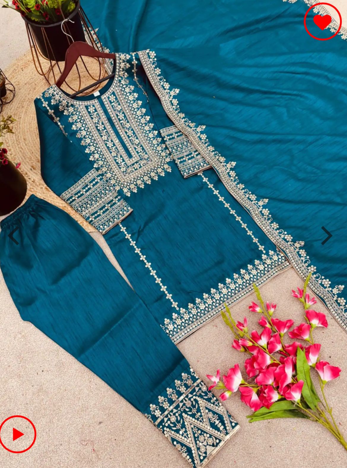 Elegant Pure Chinnon Silk Embroidery Pant Suit in Berlin