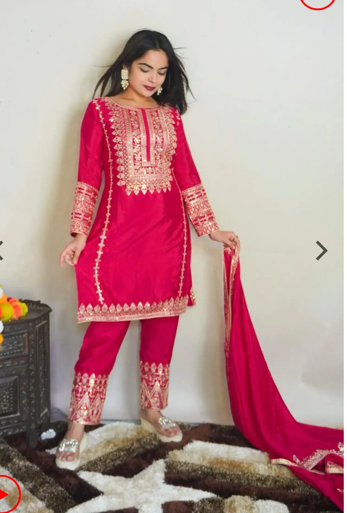 Elegant Pure Chinnon Silk Embroidery Pant Suit in Essen