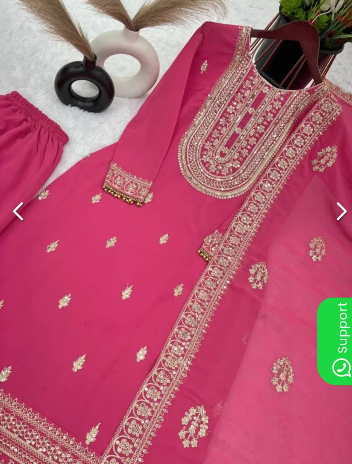Pink Color Faux Georgette Embroidery Pant Suit in Munich