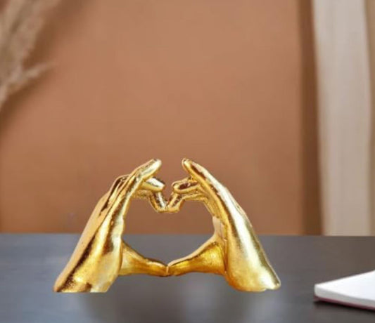 Golden Heart Shape Sculpture, Resin Showpiece - Neha Couture Indian Fashion