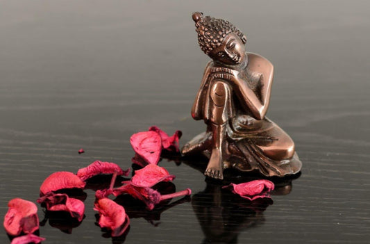 Resting Buddha on Knee Metal - Neha Couture Indian Fashion