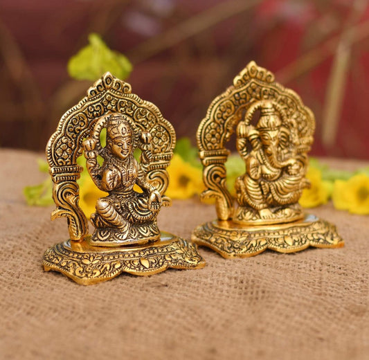 Laxmi Ganesh Set Idol Showpiece Metal - Neha Couture Indian Fashion