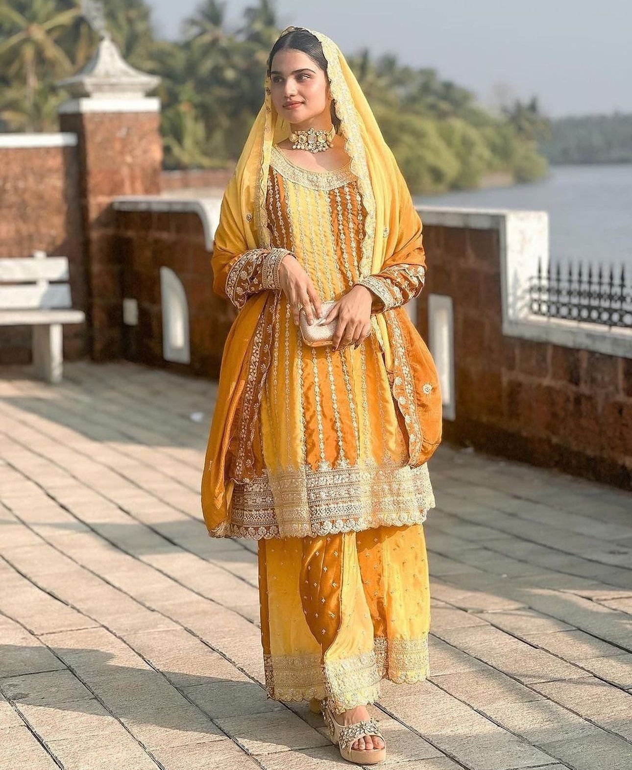 Fancy Silk Heavy Embroidered Sharara Pants Suit in Munich