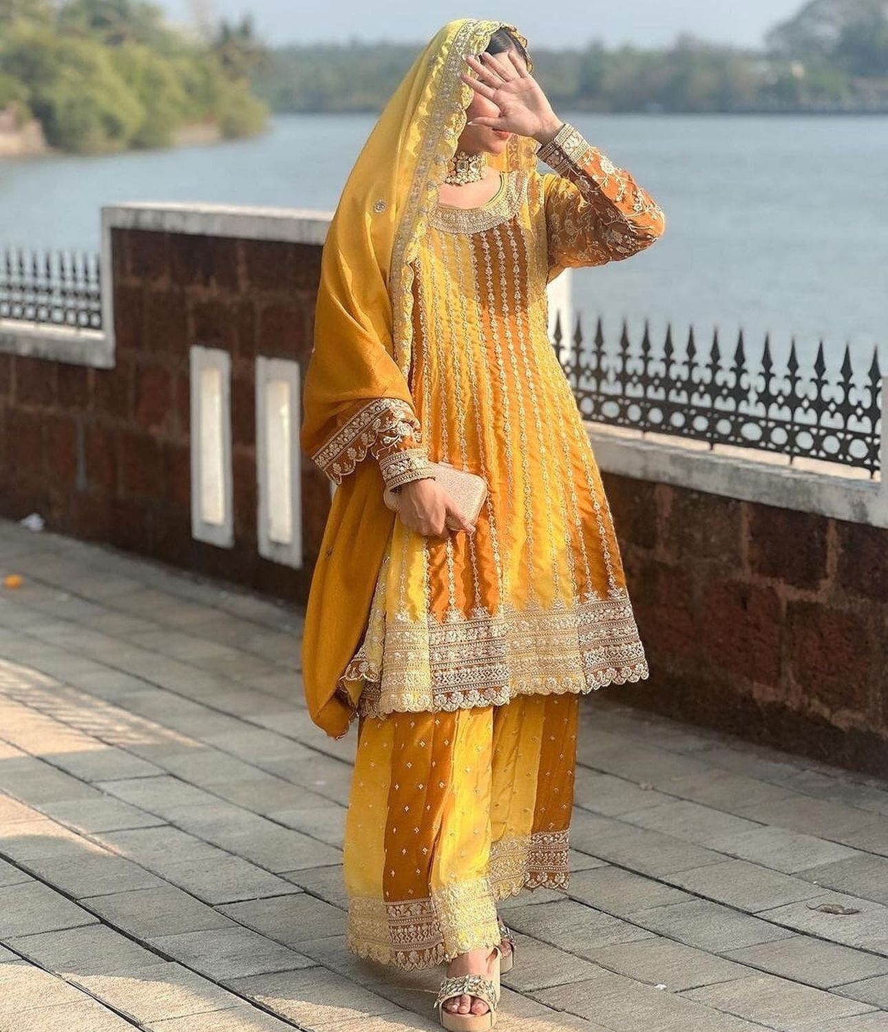 Fancy Silk Heavy Embroidered Sharara Pants Suit in Munich