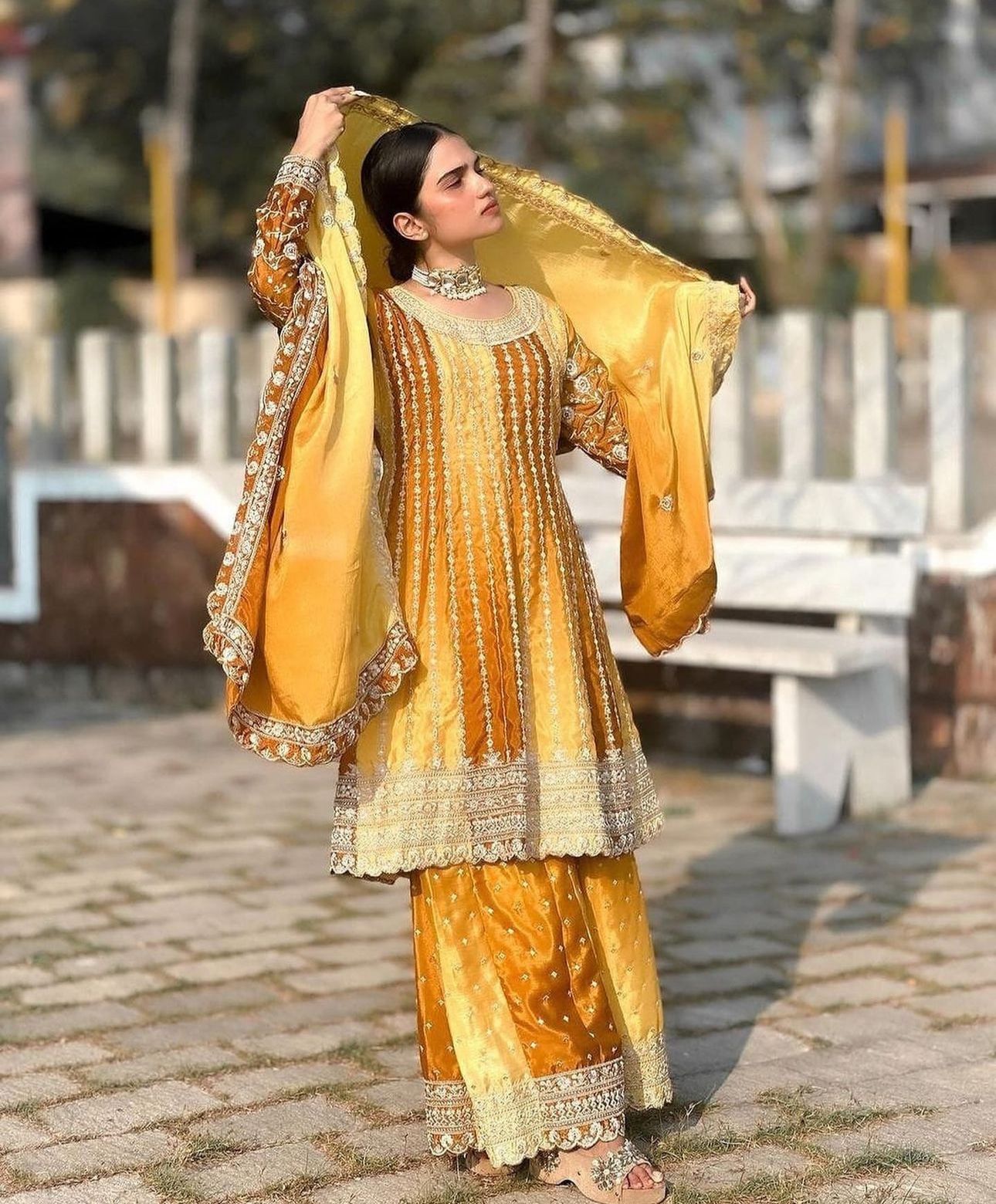 Fancy Silk Heavy Embroidered Sharara Pants Suit in Munich