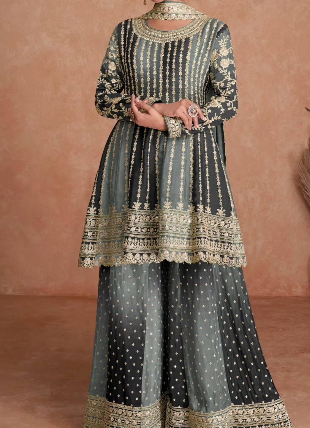 Embroidered Chinon Silk Pakistani Suit in Berlin