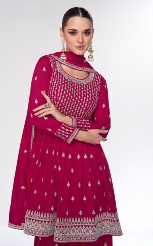 Premium Silk Embroiderd Work Suit With Dupatta embroidery and fabric detail - Neha Couture Indian Fashion