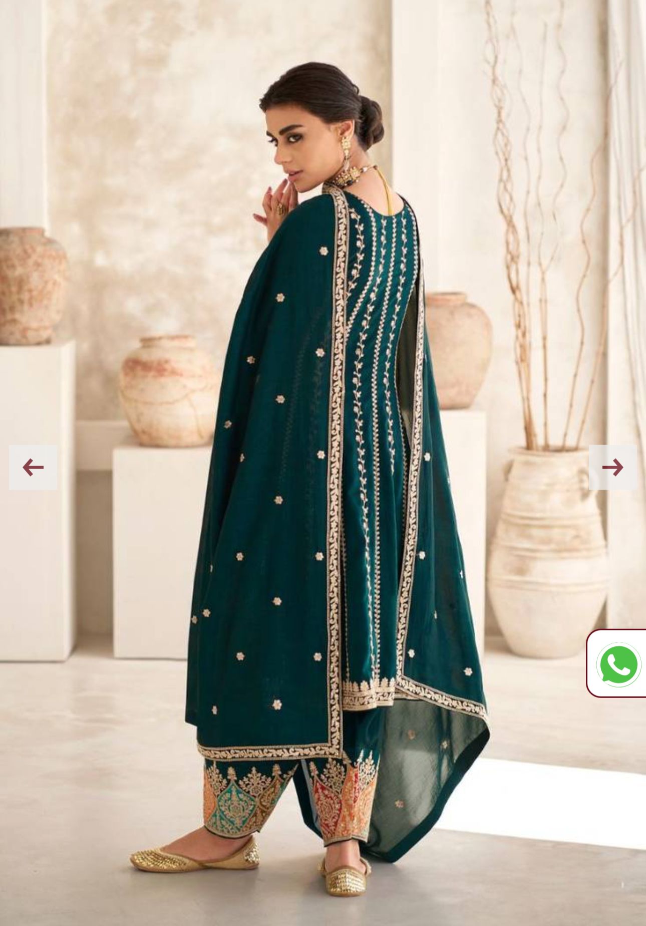 Green Embroidered Silk Kurta Set in Berlin