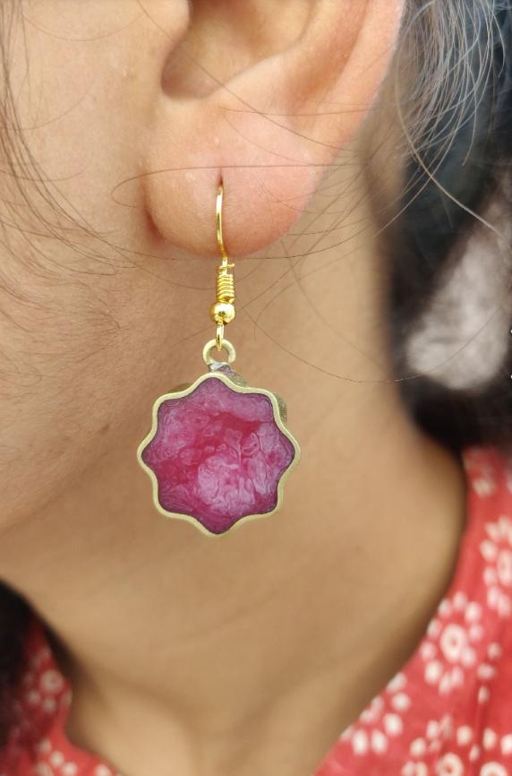 Handcrafted Brass Resin Earring in Germany