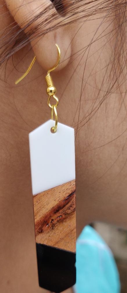 Wooden Resin Dangler Earring in Munich