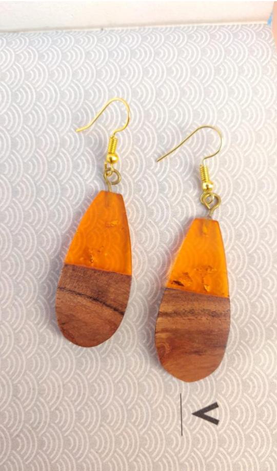 Wooden Resin Dangler Earring in Berlin