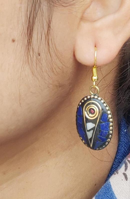 Designer laq work Oval Shape light weight earring in Munich