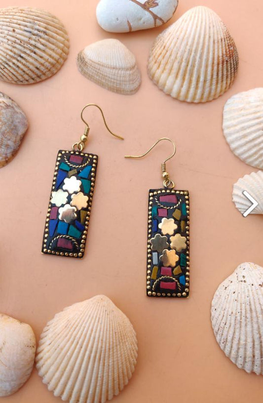 Designer laq work Rectangle Shape lightweight earring in Germany