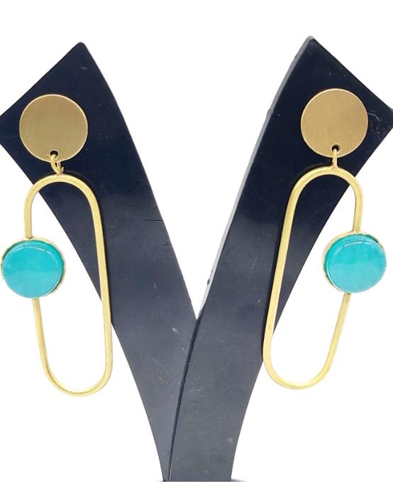 Turquoise Contemporary Handcrafted Drop Earrings in Berlin