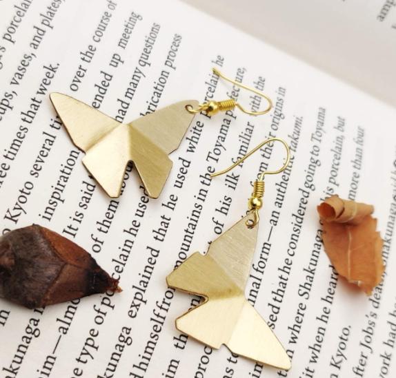 Gold toned Statement Brass Butterfly Dangle Fashion Earring in Germany