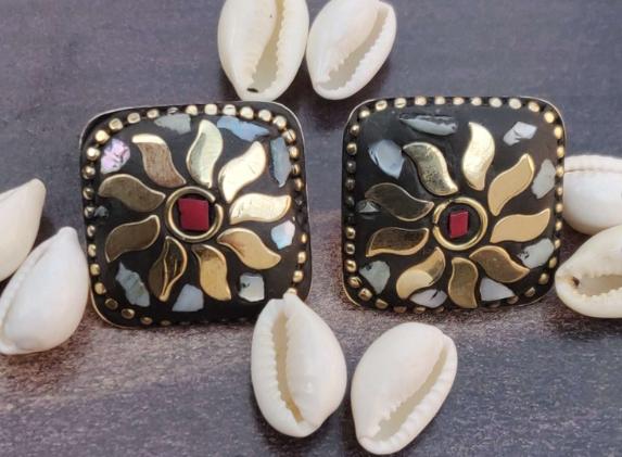RECTANGLE SHAPE BOHO AFGANI EARRINGS IN GERMANY