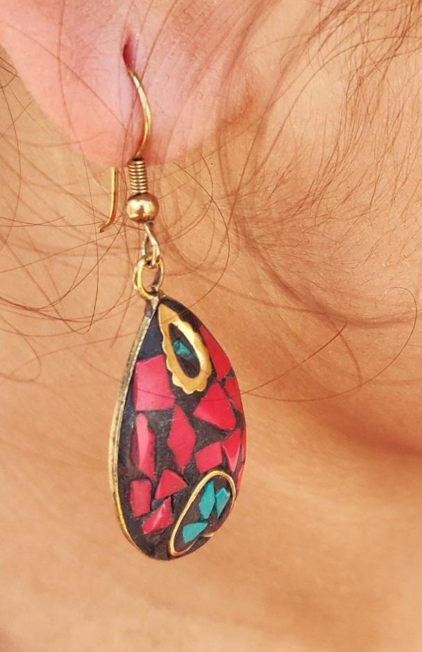 Brass Base Tibetan Earrings in Munich