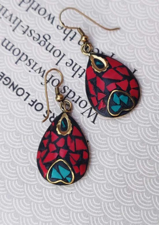 Brass Base Tibetan Earrings in Munich