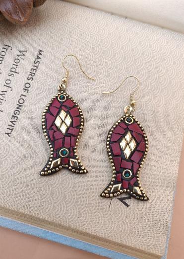 Brass Base Tibetan Earrings in Munich