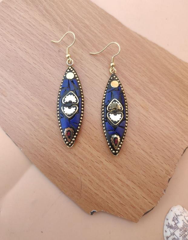 Designer Laqwork Brass Metal Lightweight Earrings in Berlin