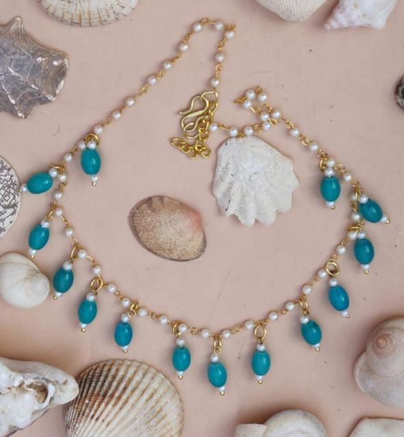 Handmade Pearl Chain  Tumbler Choker Necklace in Germany