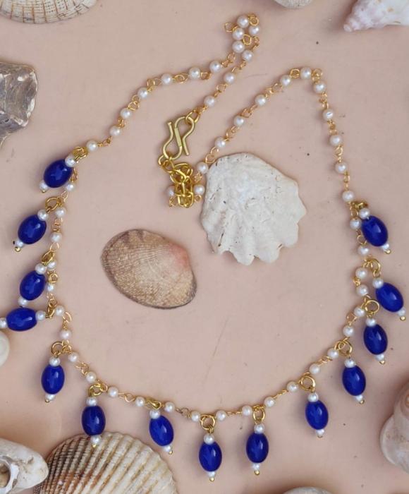 Handmade Lightweight Pearl Chain Tumbler Choker Necklace in Munich
