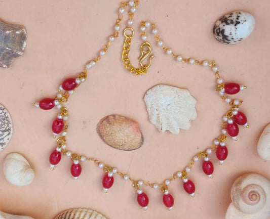 Handmade Lightweight Pearl ChainTumbler Choker Necklace in Germany