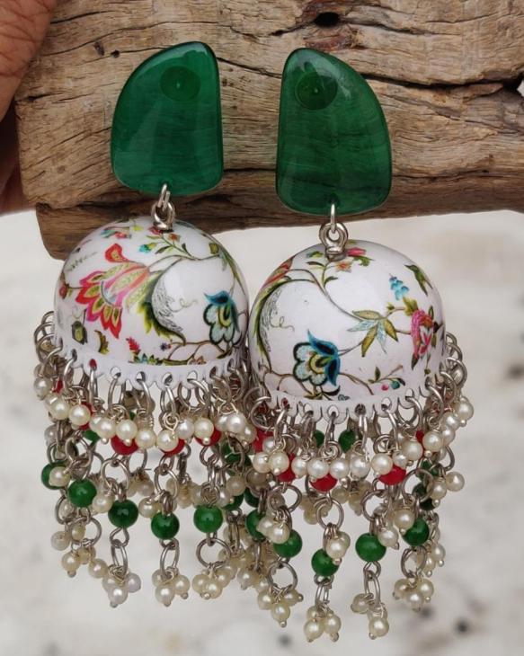 Designer Handmade Meenakari Work Jhumki  Women and Girls in Munich