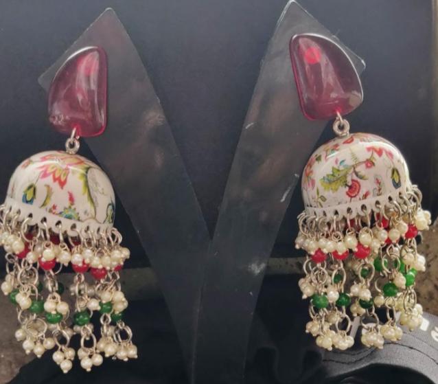 Designer Handmade Meenakari Work Jhumki in Germany