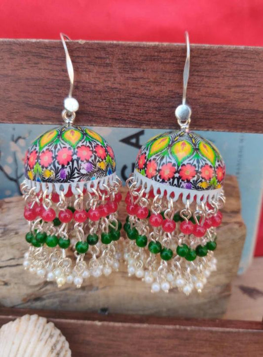 Handmade Handpainted Designer Meenakari Work Jhumki in Germany