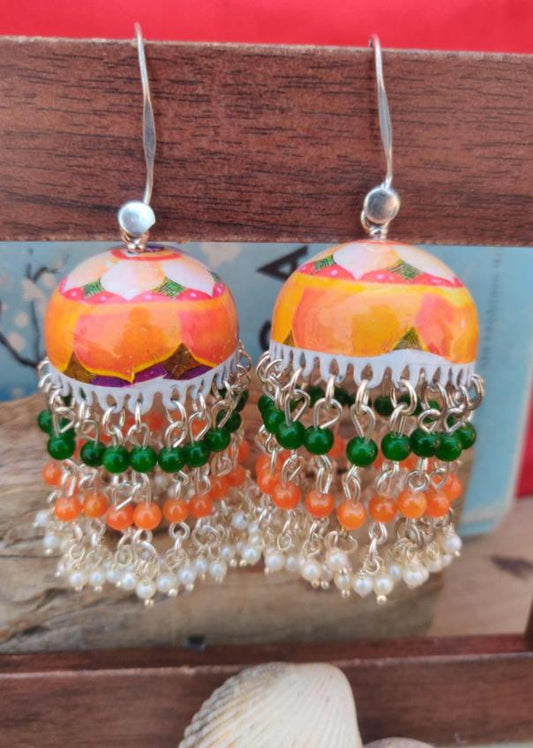 Premium Quality Meenakari Work Bead Latkan Light Weight Jhumki in Berlin