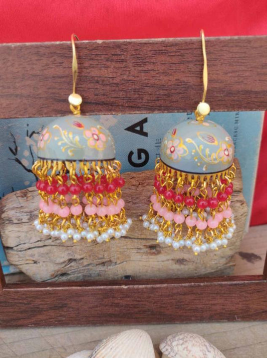 Premium Quality Meenakari Work Bead Latkan Light Weight Jhumki in Germany