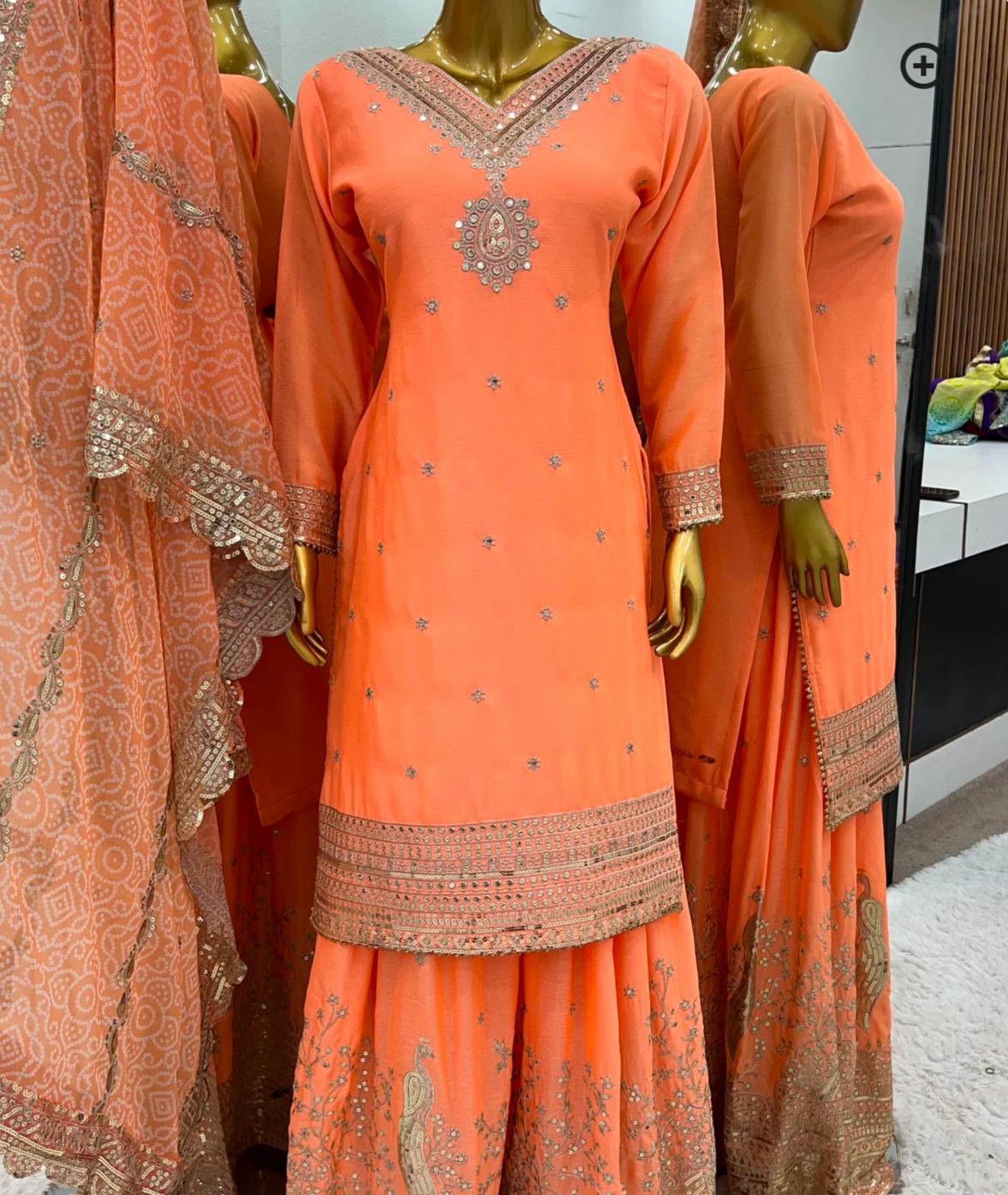Orange Charming Party Wear Look suit-Plazo and Dupatta in Berlin