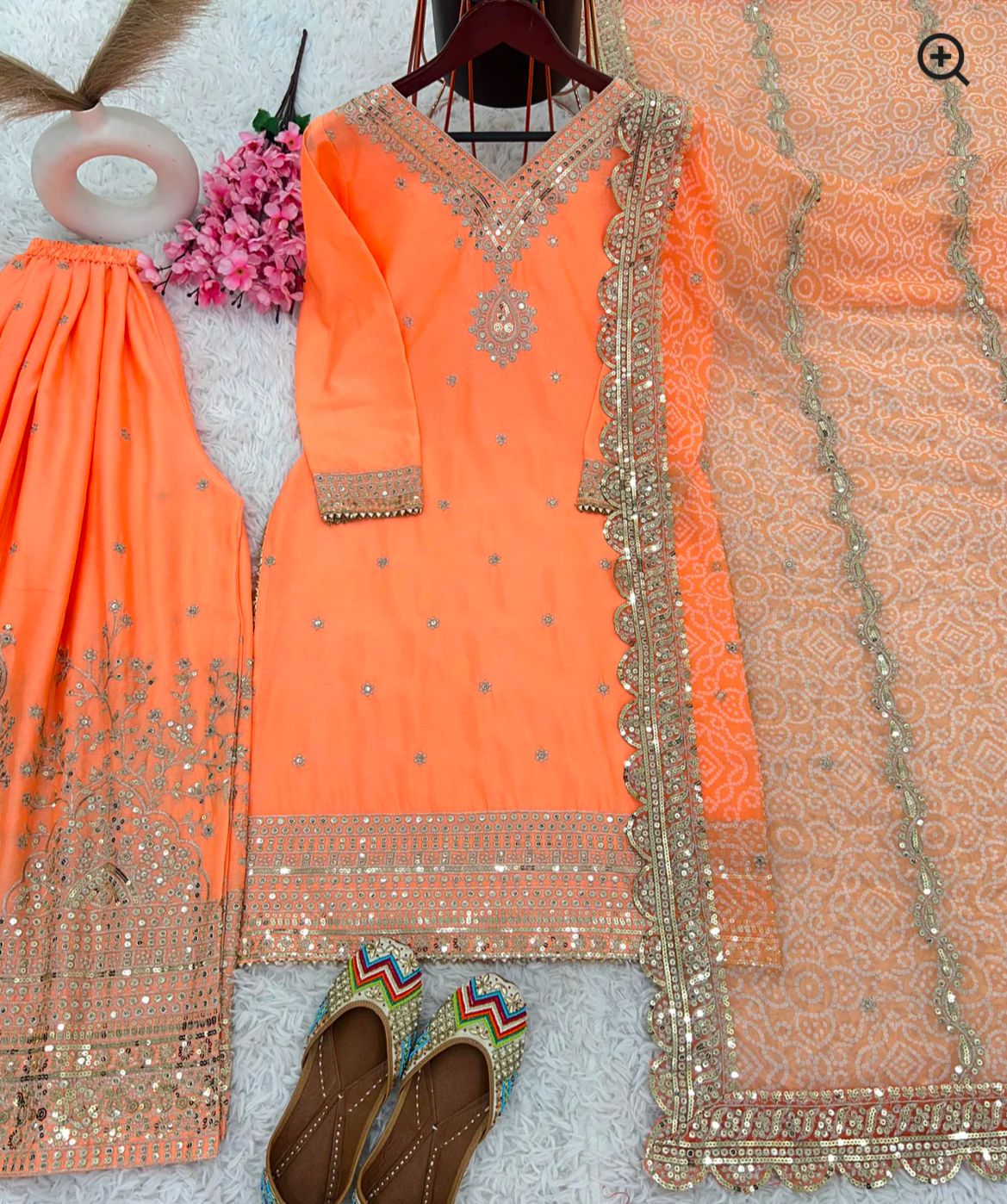 Orange Charming Party Wear Look suit-Plazo and Dupatta in Berlin